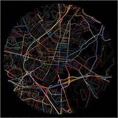 Colorful Map of Frederick, Maryland with all major and minor roads.