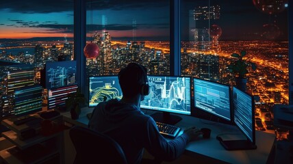 Visualize a person coding or programming, showcasing technical expertise in software development