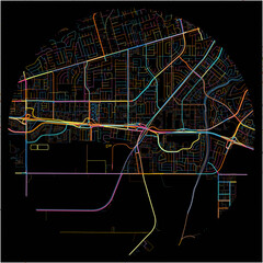 Colorful Map of Camarillo, California with all major and minor roads.