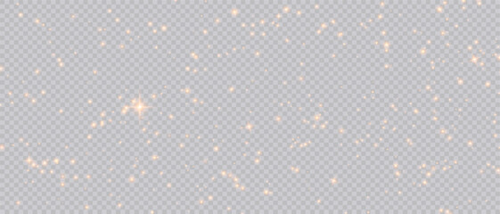 Golden Dust Light PNG.Light Effects Background. Glowing Christmas Dust Backdrop with Bokeh Confetti and Sparkle Overlay Texture, Ideal for Stock and Design Projects.