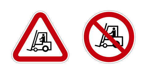 chariot elevateur interdit panneau rouge rond triangle barré © ZAKLEFTY