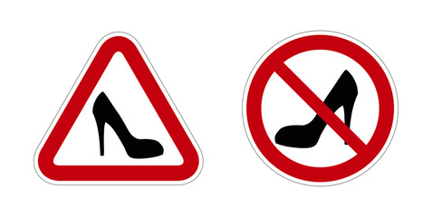 chaussures talons interdit panneau rouge rond triangle barré