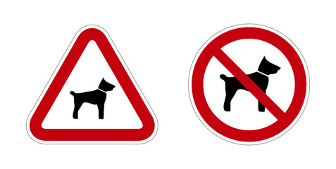 chien interdit panneau rouge rond triangle barré