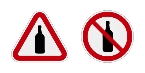 bouteille alcool champagne panneau rouge rond triangle barré