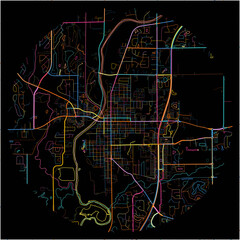 Colorful Map of Noblesville, Indiana with all major and minor roads.