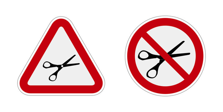 ciseau interdit panneau rouge rond triangle barr&eacute;