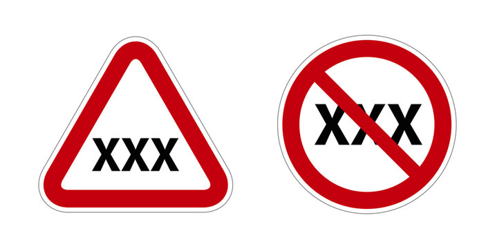 film X Interdit moins de 18 ans panneau rouge barr&eacute;