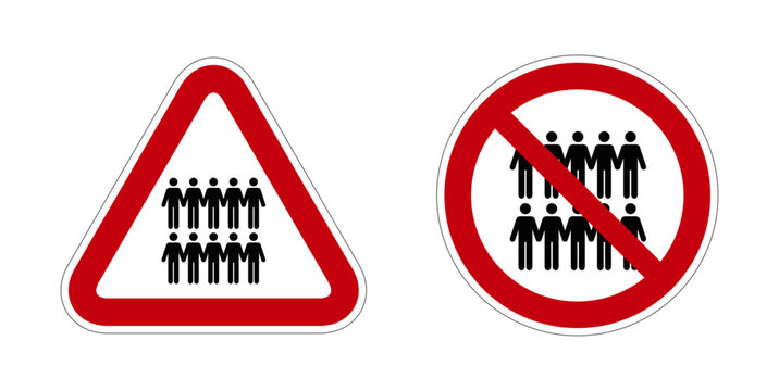 groupe gens interdit panneau rouge rond triangle barr&eacute;