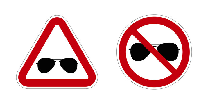 lunette soleil interdit panneau rouge rond triangle barr&eacute;