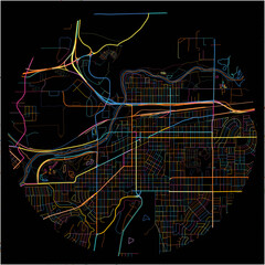 Colorful Map of Casper, Wyoming with all major and minor roads.