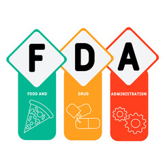 FDA - Food and Drug Administration acronym. business concept background. vector illustration concept with keywords and icons. lettering illustration with icons for web banner, flyer, landing pag