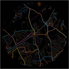 Colorful Map of Bowie, Maryland with all major and minor roads.