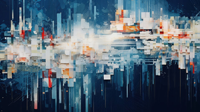 Abstract pixelized and distorted digital graphics