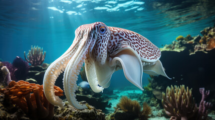 Common cuttlefish (sepia officialis) - obrazy, fototapety, plakaty