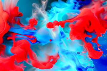 赤と青の流れるような抽象的なイラスト。Generative AI