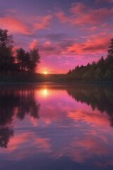Fototapeta premium Sunset over a calm lake