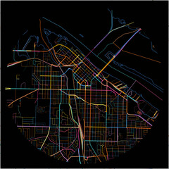 Colorful Map of Decatur, Alabama with all major and minor roads.