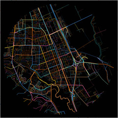 Colorful Map of Gilroy, California with all major and minor roads.