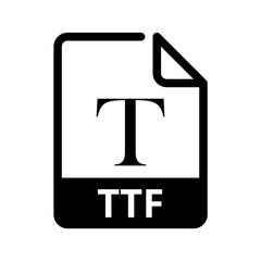 TTF File Icon. Vector File Format. Font File Extension Modern Flat Design