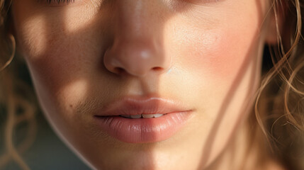 Extreme close - up on woman face with perfect skin and stunning gaze