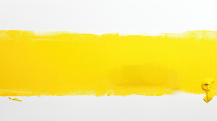 White background wall half painted with yellow paint brush