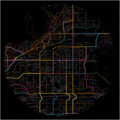 Colorful Map of Yucaipa, California with all major and minor roads.