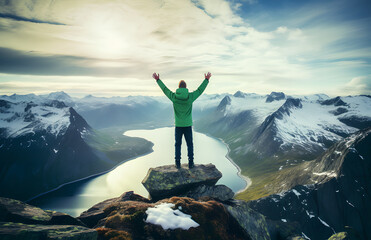 person in the mountains ai generative