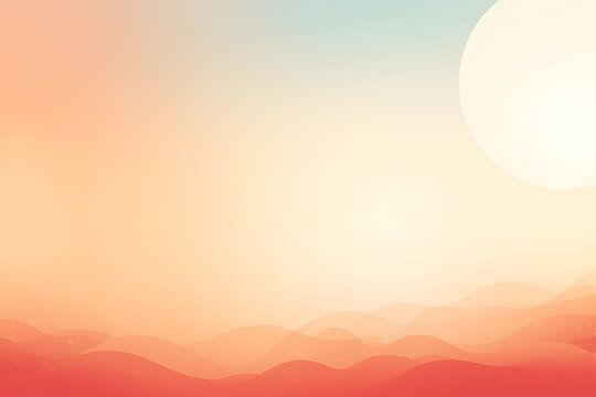 Sun illuminates a gradient sky above soft red hills