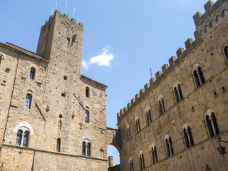 Tuscany, Volterra town skyline, church and panorama view.