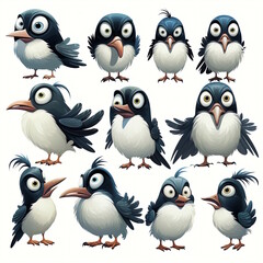 Naklejka premium Grinning Magpie Cartoon - Professional Design