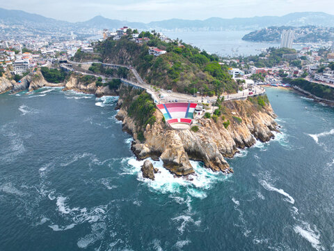 Open-Air Auditorium at Sinfonia del Mar, Acapulco - Distant Shot with Cliffs