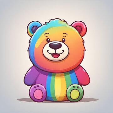 Small cute cartoon smiling bear