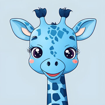 Small cute cartoon smiling giraffe