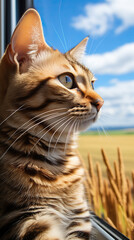 Tabby Cat's Window Gaze: A Serene View
