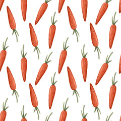 Carrots seamless pattern on white background.