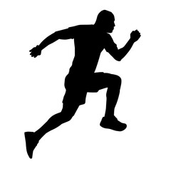 Fototapeta na wymiar Silhouette of a sporty man in running pose. Silhouette of a male run pose. 
