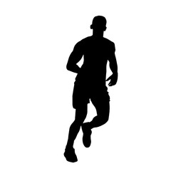 Silhouette of a sporty man in running pose. Silhouette of a male run pose.
