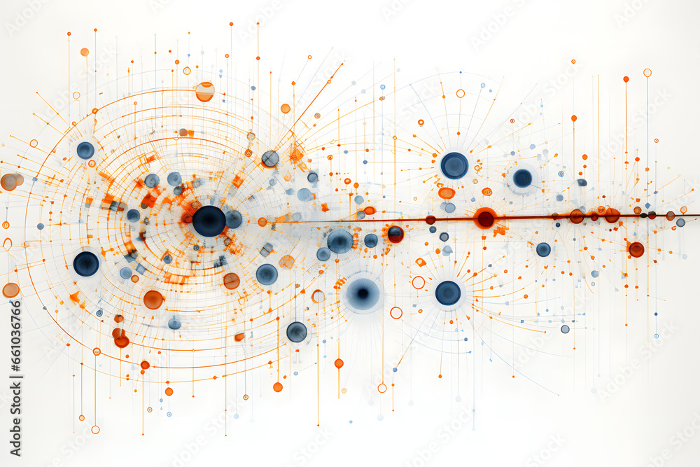 Wall mural technic futuristic electonic network blockchain wallpaper with connecting communication digital data