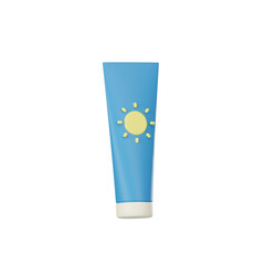 Sunscreen 3D summer icons can be used in various digital and design contexts. They might appear as part of mobile app icons, website graphics, or in marketing materials for summer-related products 
