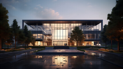 Fototapeta premium Modern office building concept 3d rendering