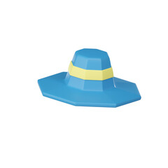 hat 3D summer icons can be used in various digital and design contexts. They might appear as part of mobile app icons, website graphics, or in marketing materials for summer-related products or events