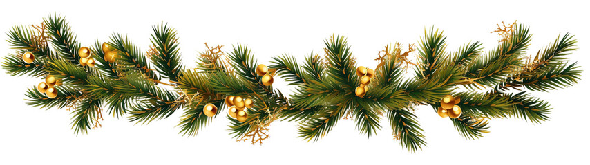 Christmas tree garland isolated on white - obrazy, fototapety, plakaty