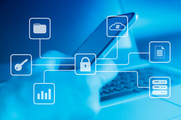 Fototapeta premium security policy for digital documents and data files sharing with cloud storage