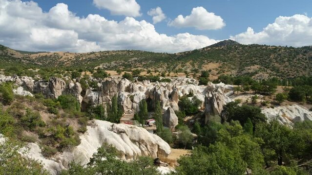 Ayazini fairy chimneys. Ayazini metropolis. Firg valley. Ihsaniye, Afyonkarahisar. 4k video 