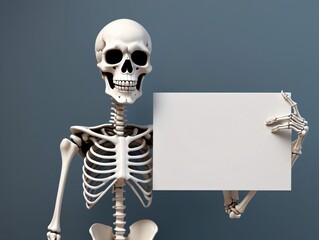 A Skeleton Holding A Blank Sign