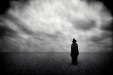 A Man In A Hat Standing In A Field