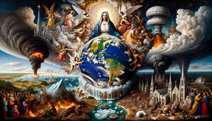 Fototapeta premium Our Lady's Message: Praying the Rosary for a World in Crisis