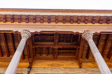 Beautiful roof and pillars made only of wood