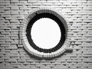 Brick Wall With Round Hole In The Center