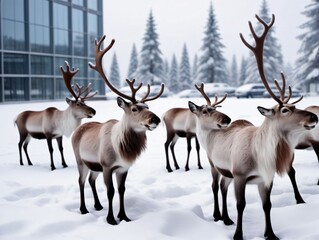 Naklejka na ściany i meble A Group Of Reindeers